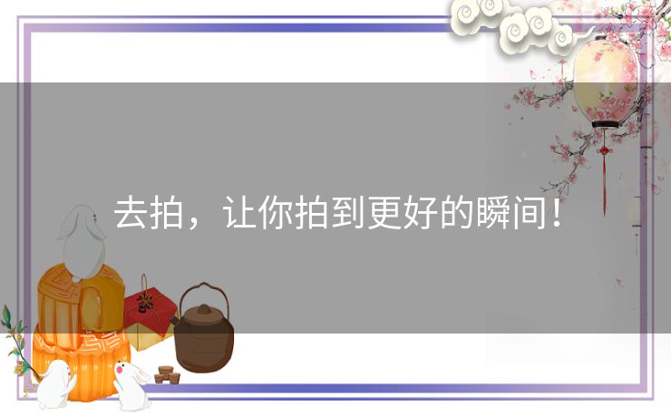 去拍，让你拍到更好的瞬间！
