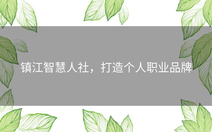 镇江智慧人社，打造个人职业品牌