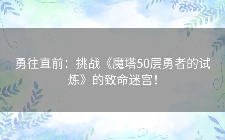 勇往直前：挑战《魔塔50层勇者的试炼》的致命迷宫！