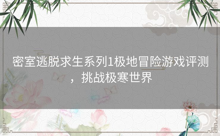 密室逃脱求生系列1极地冒险游戏评测，挑战极寒世界