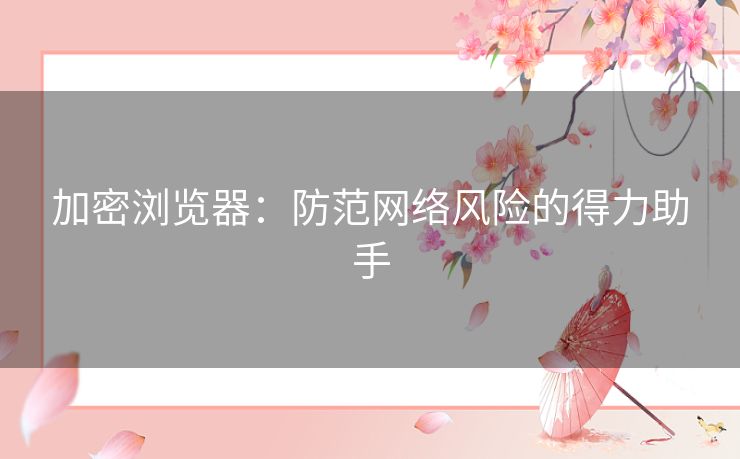 加密浏览器：防范网络风险的得力助手