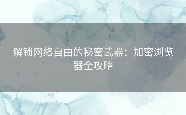 解锁网络自由的秘密武器：加密浏览器全攻略
