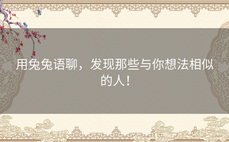 用兔兔语聊，发现那些与你想法相似的人！