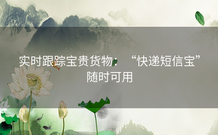 实时跟踪宝贵货物：“快递短信宝”随时可用