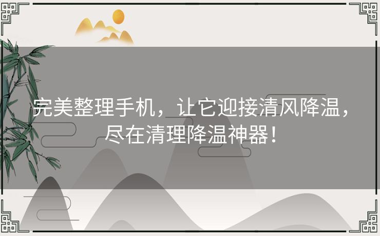 完美整理手机，让它迎接清风降温，尽在清理降温神器！