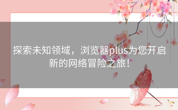 探索未知领域，浏览器plus为您开启新的网络冒险之旅！