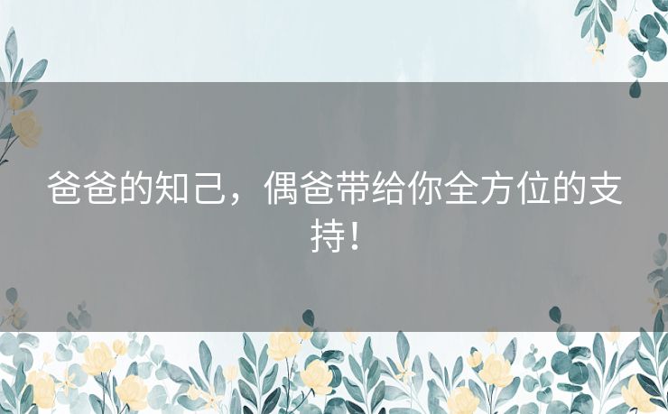 爸爸的知己，偶爸带给你全方位的支持！