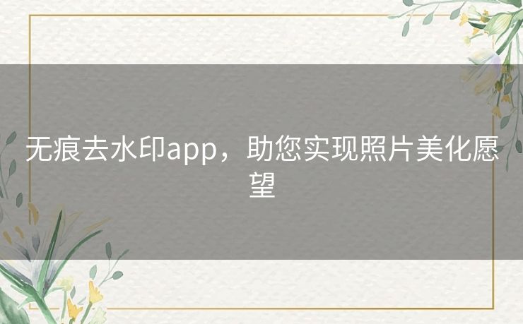无痕去水印app，助您实现照片美化愿望
