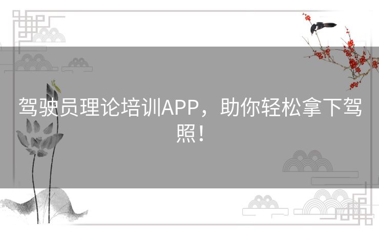 驾驶员理论培训APP，助你轻松拿下驾照！