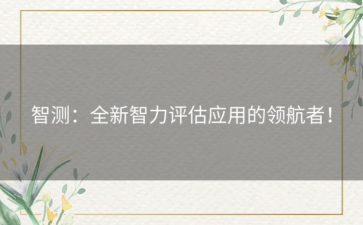 智测：全新智力评估应用的领航者！