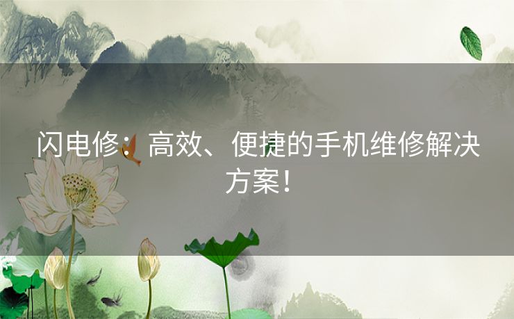 闪电修：高效、便捷的手机维修解决方案！