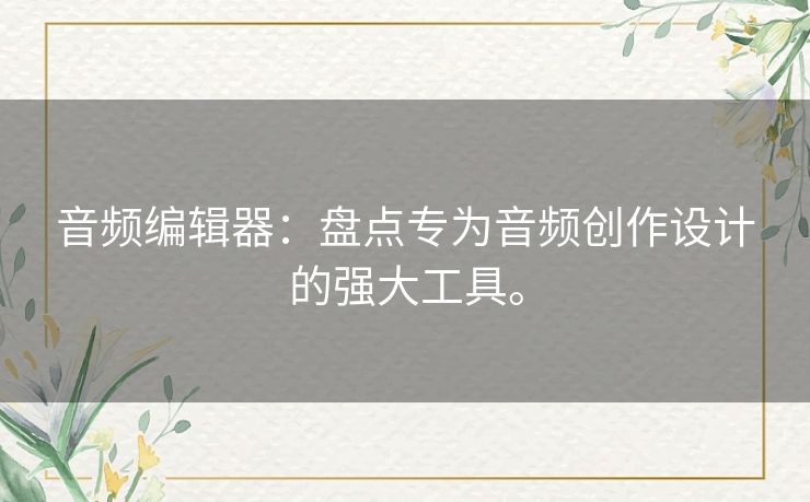 音频编辑器：盘点专为音频创作设计的强大工具。