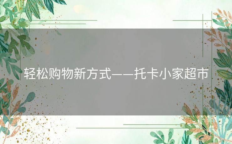 轻松购物新方式——托卡小家超市