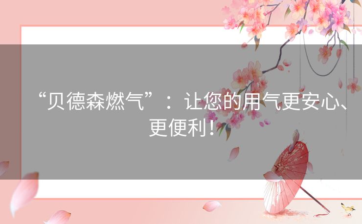 “贝德森燃气”：让您的用气更安心、更便利！