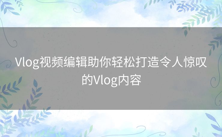 Vlog视频编辑助你轻松打造令人惊叹的Vlog内容