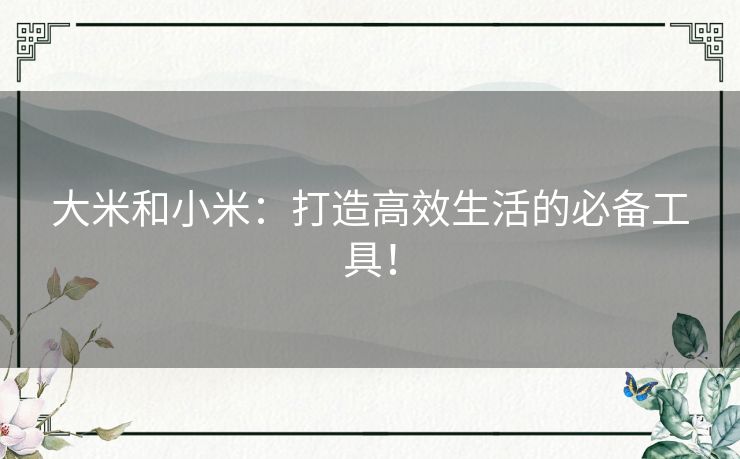 大米和小米：打造高效生活的必备工具！