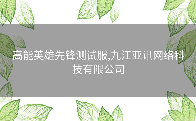 高能英雄先锋测试服,九江亚讯网络科技有限公司