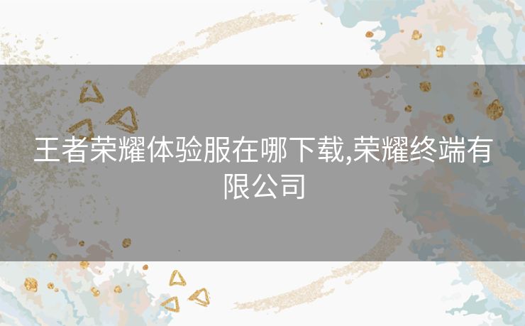 王者荣耀体验服在哪下载,荣耀终端有限公司