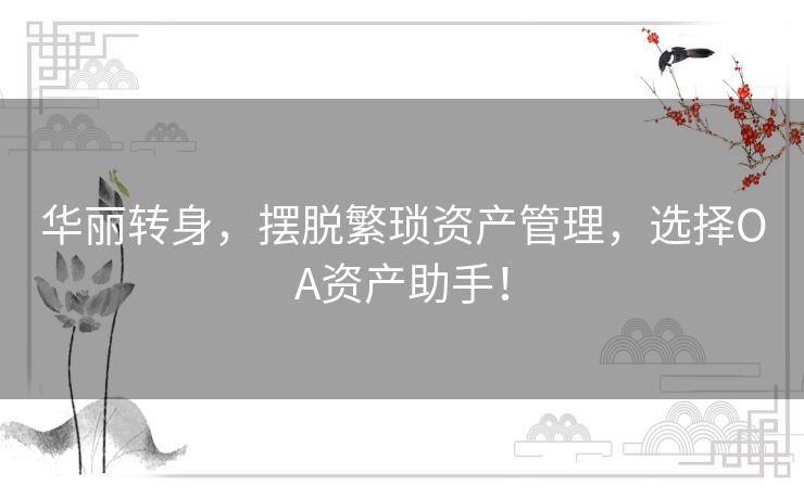 华丽转身，摆脱繁琐资产管理，选择OA资产助手！