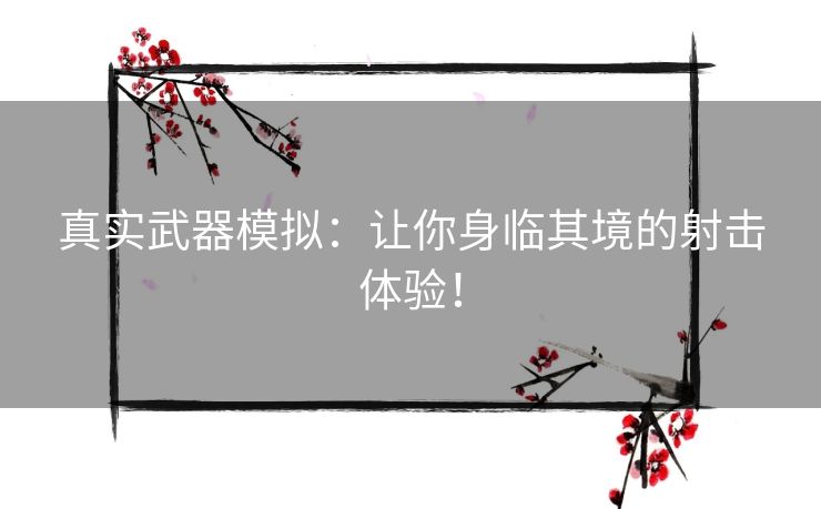 真实武器模拟：让你身临其境的射击体验！