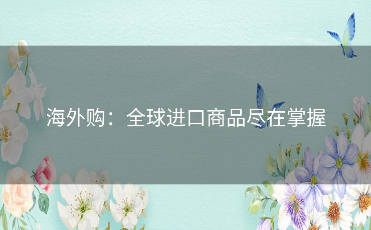 海外购：全球进口商品尽在掌握