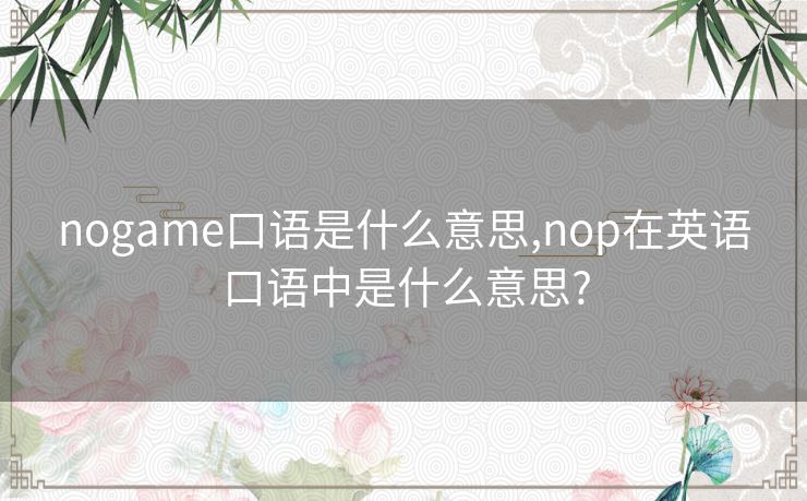 nogame口语是什么意思,nop在英语口语中是什么意思?