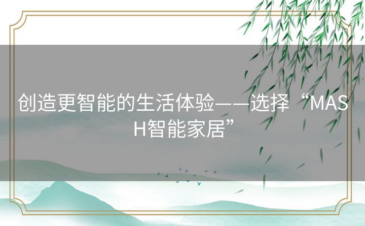 创造更智能的生活体验——选择“MASH智能家居”
