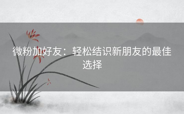 微粉加好友：轻松结识新朋友的最佳选择