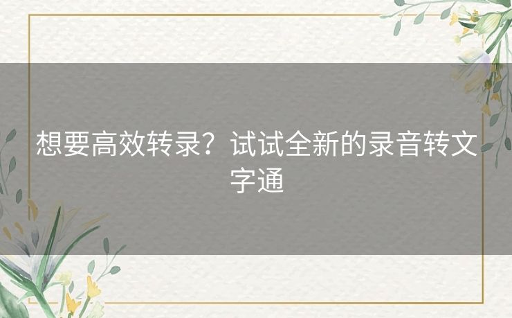 想要高效转录？试试全新的录音转文字通