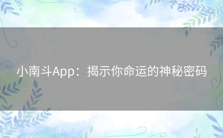 小南斗App：揭示你命运的神秘密码