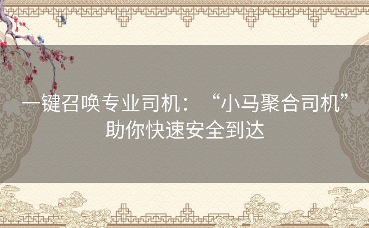 一键召唤专业司机：“小马聚合司机”助你快速安全到达