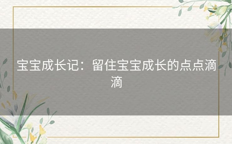 宝宝成长记：留住宝宝成长的点点滴滴