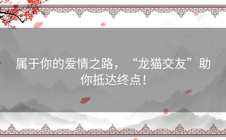 属于你的爱情之路，“龙猫交友”助你抵达终点！