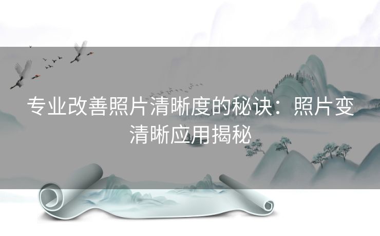 专业改善照片清晰度的秘诀：照片变清晰应用揭秘