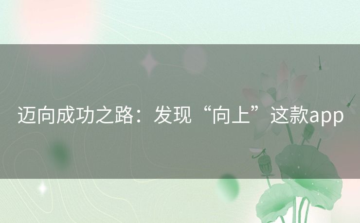 迈向成功之路：发现“向上”这款app