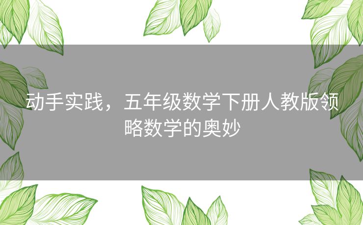 动手实践，五年级数学下册人教版领略数学的奥妙