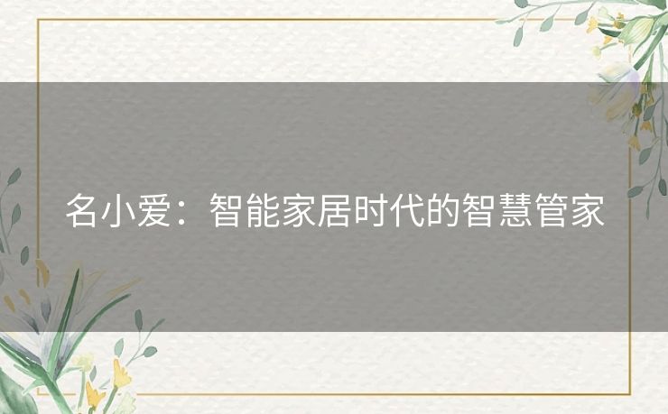 名小爱：智能家居时代的智慧管家