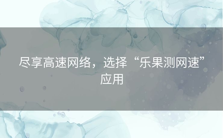 尽享高速网络，选择“乐果测网速”应用