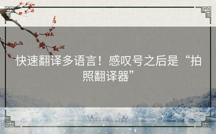 快速翻译多语言！感叹号之后是“拍照翻译器”