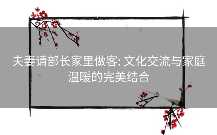 夫妻请部长家里做客: 文化交流与家庭温暖的完美结合