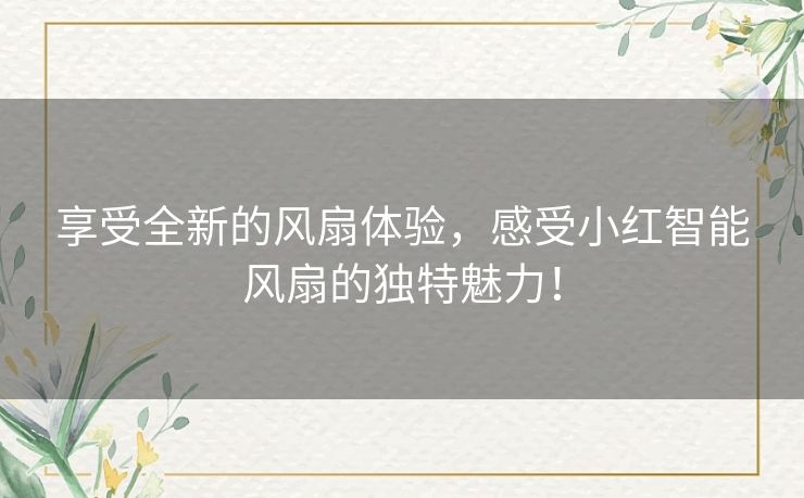 享受全新的风扇体验，感受小红智能风扇的独特魅力！