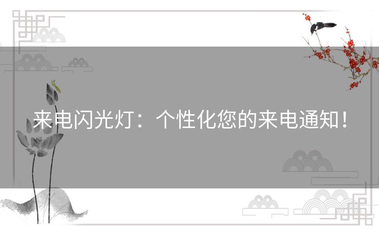 来电闪光灯：个性化您的来电通知！