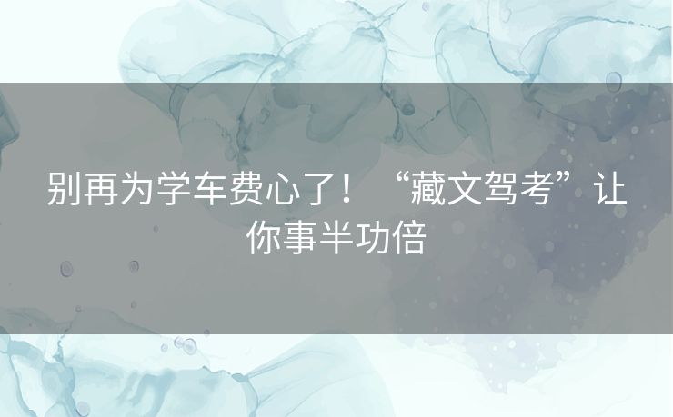 别再为学车费心了！“藏文驾考”让你事半功倍