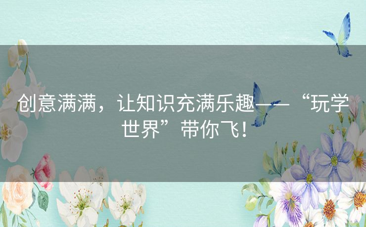 创意满满，让知识充满乐趣——“玩学世界”带你飞！