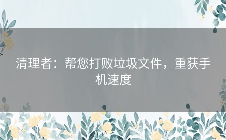 清理者：帮您打败垃圾文件，重获手机速度