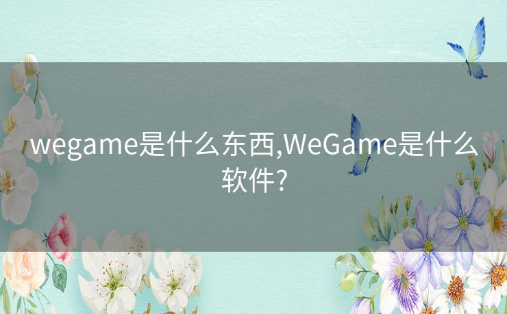 wegame是什么东西,WeGame是什么软件?