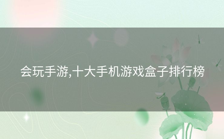 会玩手游,十大手机游戏盒子排行榜