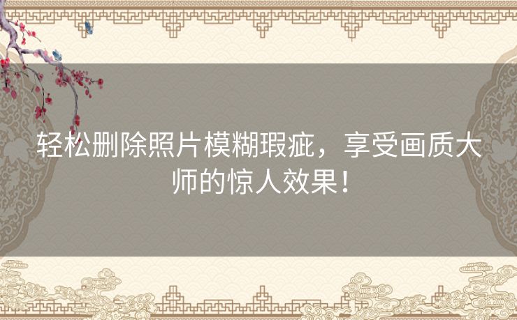 轻松删除照片模糊瑕疵，享受画质大师的惊人效果！