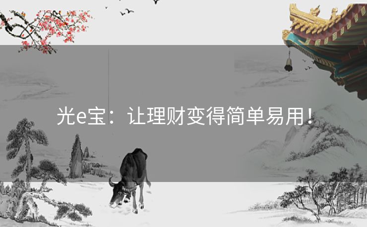 光e宝：让理财变得简单易用！