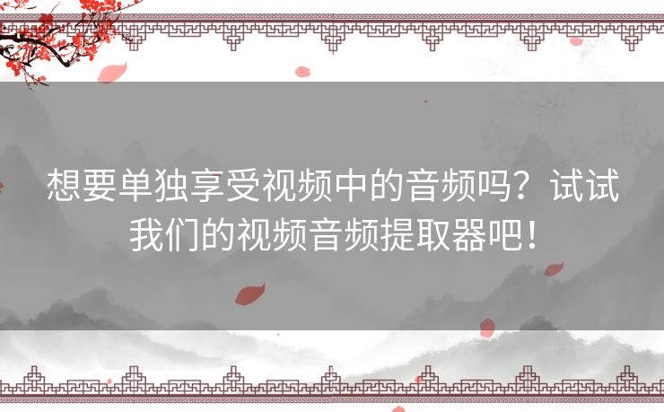 想要单独享受视频中的音频吗？试试我们的视频音频提取器吧！